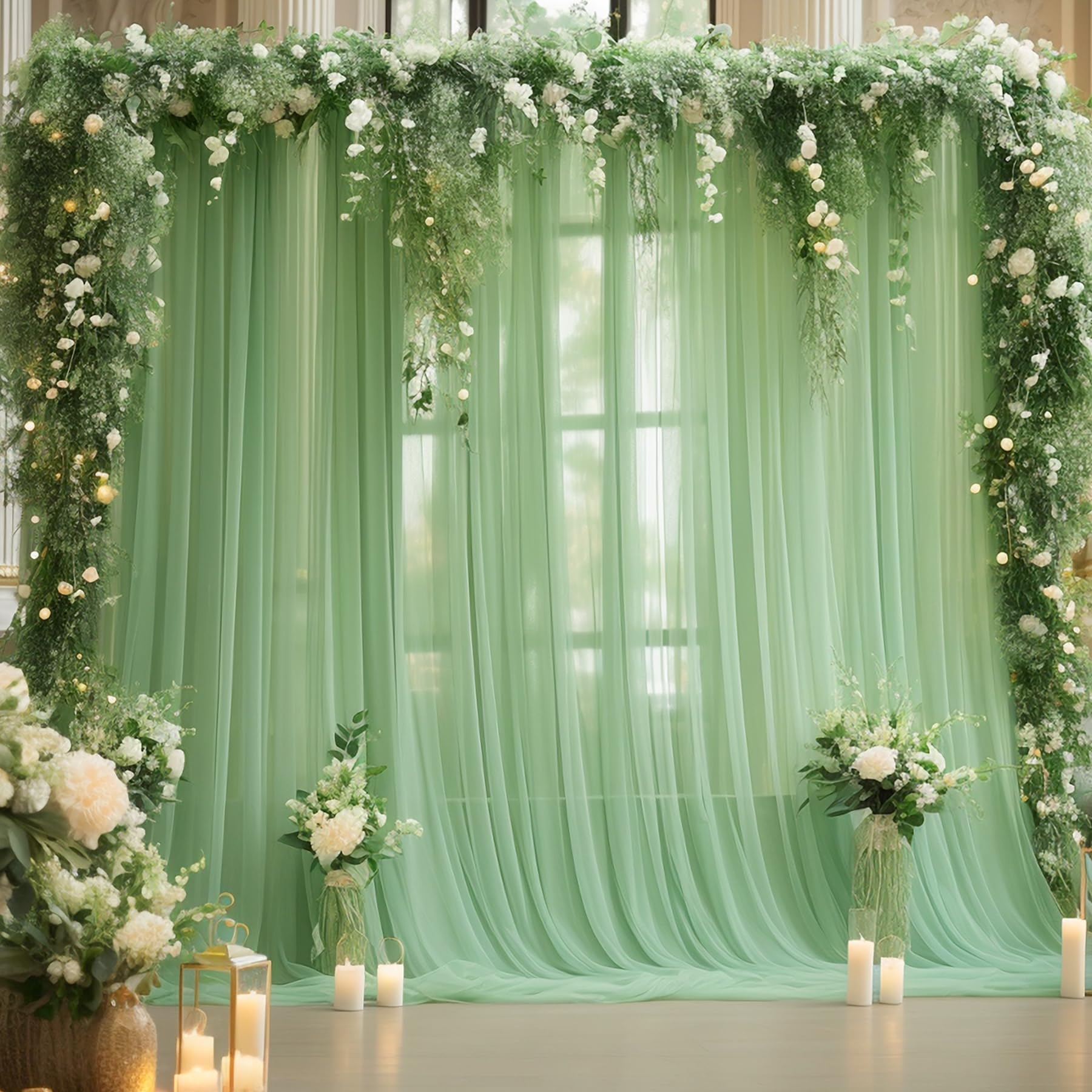 Office Tech Background - 5FT×10FT Chiffon Backdrop Curtain for Wedding